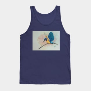 Blue Kingfisher, bird art print, Kingfishers Tank Top